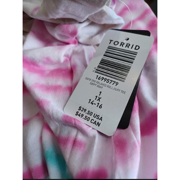 TORRID SIZE 1 LOVE SICK ROLL-CUFF TEE - COTTON TIE-DYE SIZE 14-16 - Picture 4 of 4